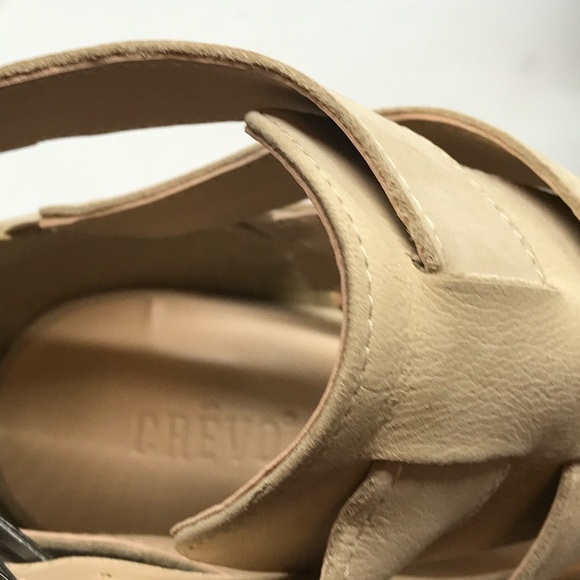 Crevo Leather Strappy Shootie Size 10 Zipper Back Block Heels JESSAMINE Bone - Picture 9 of 10